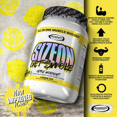 Gaspari Nutrition SizeOn, The Ultimate Hybrid Intra-Workout Amino Acid & Creatine Formula, Increased Muscle Volume & Muscle Recovery (3.59 Pound, Lemon Ice)