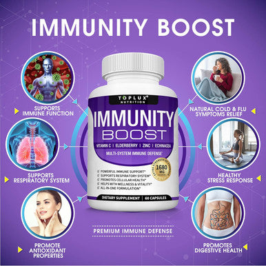 10 In 1 Immunity Boost Immune Support Supplement 1650Mg Made With Elderberry, Vitamin C, Zinc, Echinacea & Probiotics For Immune System Booster, Support Healthy Respiratory System, 2X 60 Capsule