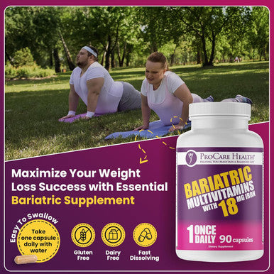 Procare Health Bariatric Multivitamin With Iron 18Mg (03 Month Supply) - Post-Op Bariatric Vitamins For Gastric Bypass Bariatric Surgery Patients, Supports Recovery (90 Easy To Swallow Capsules)