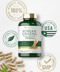 Carlyle Korean Ginseng Extract Capsules 2000 Mg | 250 Capsules | Non-Gmo And Gluten Free Formula | Standardized Panax Ginseng
