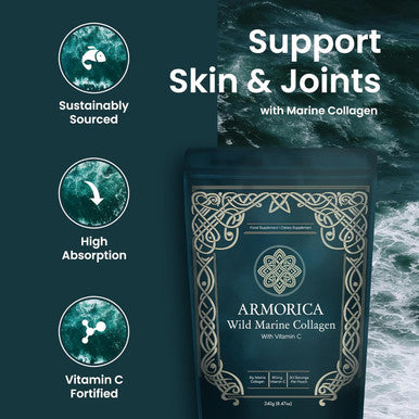 Wild Marine Collagen with Vitamin C | Sustainably Produced from Wild Fish in The North Atlantic | 30 Servings - (Unflavoured Powder, 240g)