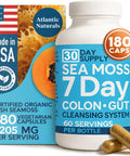 Atlantic Naturals Sea Moss 7-Day Colon & Gut Purification - Golden Flax Seeds Psyllium Husk Senna Powder For Women & Men - Pineapple Flavor Drink Mix (14 Oz)