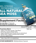 Nutrivein Organic Sea Moss 1600Mg Plus Bladderwrack & Burdock - 120 Capsules - Prebiotic Super Food Boosts The Immune System & Digestive Health - Thyroid, Healthy Skin, Keto Detox, Gut, Joint Support