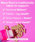 Pink Stork Maca Root Capsules for Women - Fertility Supplements for Women with 1500 mg Organic Maca Root + Black Pepper to Support Hormone Balance & Conception - 60 Capsules Vegan