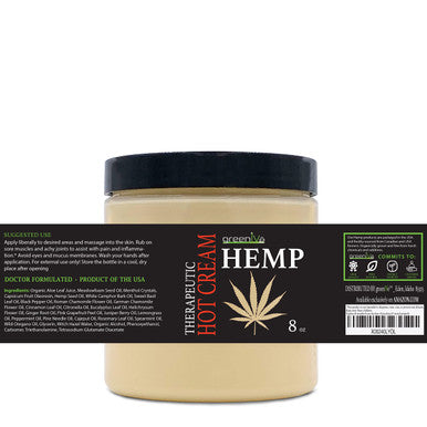 Greenive Hemp Hot Cream Soothing Moisturizing Hemp Hot Cream (8 Oz Jar)