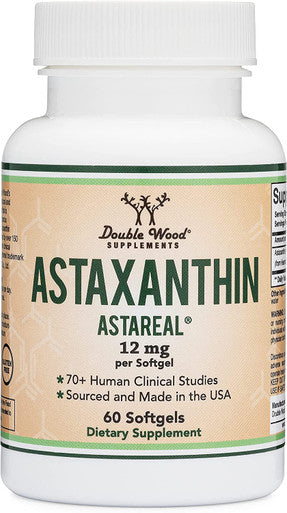 Double Wood Supplements Astaxanthin 12mg Max Strength AstaReal Natural Patented Astaxanthin with 70 Human Clinical Trials Worlds Most Studied Brand Grown Harvested and Made in The USA by