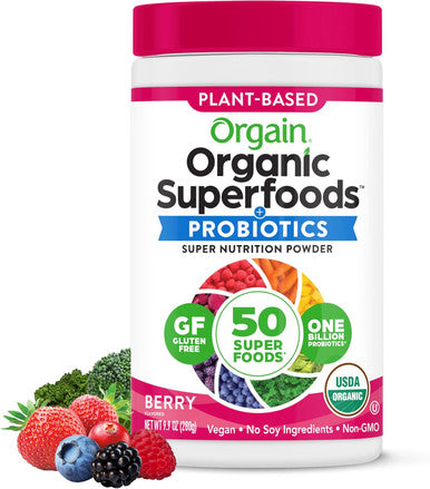 Primal Kitchen Collagen Peptides Unflavored Collagen Powder 1.2 Pounds & Orgain Organic Greens Powder + 50 Superfoods Berry - 1 Billion Probiotics For Gut Health
