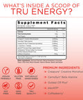 TRU Supplements Energy Pre Workout Training Formula Vegan Friendly No Jitters Improve Workout Performance Naturally Extracted Flavors 20 Servings (Strawberry Lemonade)
