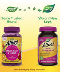 Nature's Way Alive Hair Skin and Nails Gummies with Biotin and Collagen Beauty Support 60 Strawberry Flavored Gummies