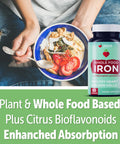 Yuve Whole Food Chelated Iron 18 Mg Supplement - Formulated For Maximum Absorbption - Supports Healthy Heart & Blood Cells - Boosts Energy & Cognitive Functions - Vegan, Non-Gmo, Gluten-Free - 60 Caps