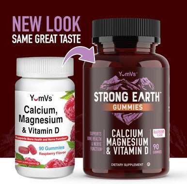 Strong Earth - Calcium, Magnesium, Vitamin D3 Gummies Vitamin Gummies For Women, Men & Kids - Calcium Supplement For Strong Bone Health - Gummy Vitamin D Calcium Chews - Kosher 90 Count (2 Pack)