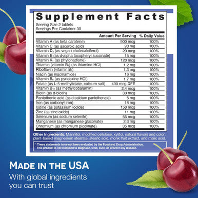 Ez Melts Dissolvable Multivitamin With Iron For Women & Men, Sugar-Free, 1-Month Supply