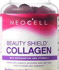 NeoCell Beauty Shield Grass Fed Collagen Gummies with Astaxanthin, Amla Fruit Extract and Vitamin C, BlackBerry Lemon Flavor Collagen Supplements for Women, 60 Count
