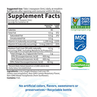 Garden of Life Dr. Formulated Alaskan Cod Liver Oil Lemon 6.76 Fl Oz (200 Ml)
