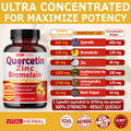 Premium High Purity Quercetin 98% with Bromelain Capsules Equivalent to 3470 mg - Maximum Potency with Green Tea Ashwagan - Supports Overall Health Strength Energy - 90 Days Supply