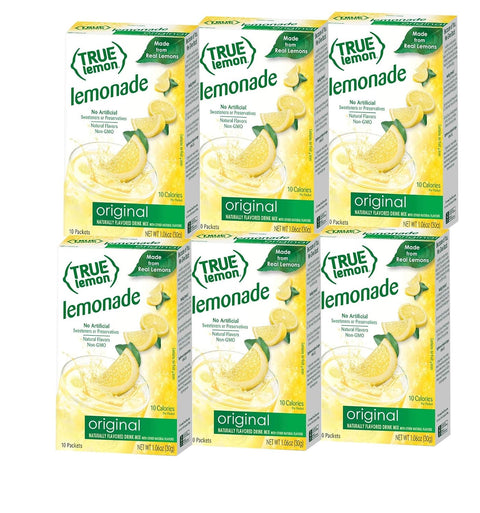 True Citrus TRUE LEMON Original Lemonade Drink Mix No Artificial Sweeteners Low Calorie Water Flavor Packets & Water Enhancer with Stevia 30 Count (Pack of 1)