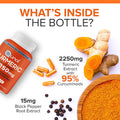 Turmeric Curcumin with Black Pepper Qunol 2250mg Turmeric Extract with 95 Curcuminoids Extra Strength Supplement Enhanced Absorption Supports Healthy Inflammation Response 90 Vegetarian Capsules