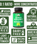 Peak Performance Citrus Bergamot + Red Yeast Rice. 2-In-1 Supplement. High Strength 10:1 Bergamot Extract. No Gluten, Zero Sugar