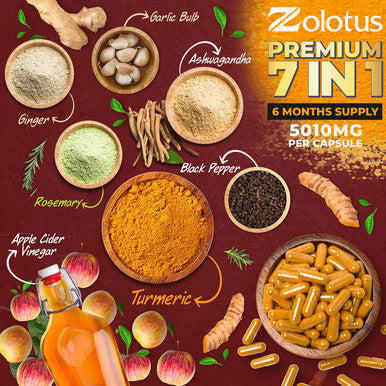 2packs 7 in 1 Turmeric Curcumin + Apple Cinder Vinegar Capsules, Equivalent to 5010mg, 6 Month Supply with Ashwagandha, Ginger, Garlic Bulb, 95% Standardized Curcuminoids, Joint & Absorption Support