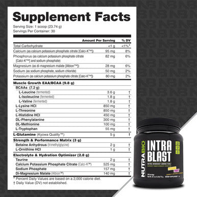 Nutrabio Intra Blast and Pre-Workout Powder - Advanced Electrolyte Performance Drink - Amino Acid Recovery EAA/BCAA Formula - Non-GMO and Gluten - Passion Fruit - 30 Servings