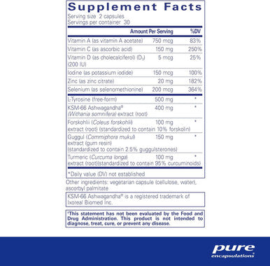 Pure Encapsulations Thyroid Support Complex - Supports Thyroid Health - Antioxidant Infusion - With Ashwagandha & Iodine - Non-Gmo & Vegetarian - 60 Capsules