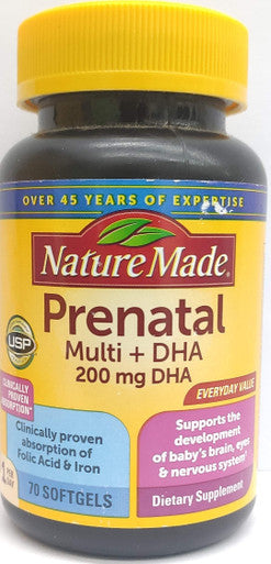 Nature Made Prenatal Multi + DHA 200 mg 70 softgels