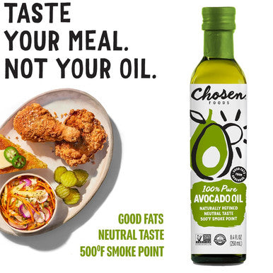 Chosen Foods 100% Pure Avocado Oil Keto and Paleo Diet Friendly Kosher Oil for Baking High Heat Cooking