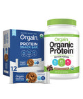 Orgain Bundle - Chocolate Protein Powder and Chocolate Chip Cookie Dough Protein Bars (12 Count) - Made without Gluten, Non-GMO