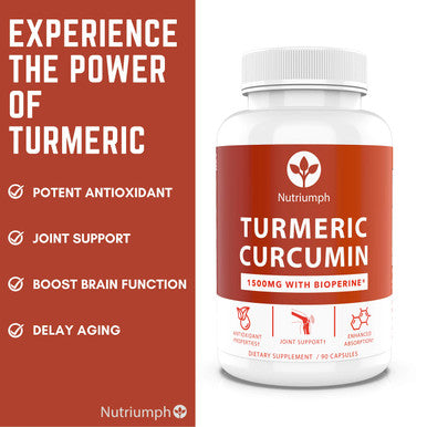 Nutriumph Turmeric Curcumin W/Bioperine | 1500Mg Premium Ingredients High Potency 95% Curcuminoids With Black Pepper Extract For High Absorption | 90 Capsules
