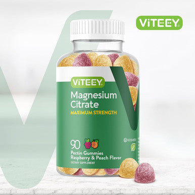 Magnesium Citrate Gummies For Adults & Teens - Maximum Strength 255Mg, Supports Calm Mood, Optimal Relaxation, Muscle Function - Vegan, Gelatin - Tasty Chewable Raspberry & Peach Flavored Gummy