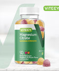 Magnesium Citrate Gummies For Adults & Teens - Maximum Strength 255Mg, Supports Calm Mood, Optimal Relaxation, Muscle Function - Vegan, Gelatin - Tasty Chewable Raspberry & Peach Flavored Gummy