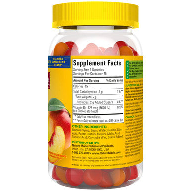 Nature Made Extra Strength Vitamin D3 5000 Iu (125 Mcg) Per Serving Dietary Supplement For Bone Teeth Muscle And Immune Health Support 150 Gummies 75 Day Supply