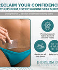 Epiderm Silicone Gel Scar Strips - Premium-Grade Silicone Scar Tape For Optimal Scar Care-Versatile, Flexible & Reusable - Ideal For C-Section, Tummy Tuck & Cardiac Surgery Scars - 1.4"X6", Clear
