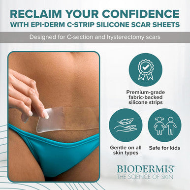 Epiderm Silicone Gel Scar Strips - Premium-Grade Silicone Scar Tape For Optimal Scar Care-Versatile, Flexible & Reusable - Ideal For C-Section, Tummy Tuck & Cardiac Surgery Scars - 1.4"X6", Clear