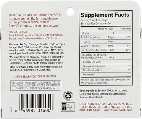 Quantum Therazinc Orange 24 Count Acetate Lozenges 0.5 Unit