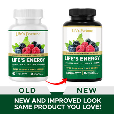 Life's Fortune Life's Energy Advanced Multi-Vitamin and Mineral for Men & Women Non-GMO - Super Greens - ORAC Berries - AntiOxidants - Enzymes - Iron Free - GMP Tested 60 Veggie Tablets