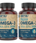 Deva Vegan DHA-EPA Nutritional Supplement, Non-Fish Derived from Algae, 300 mg Potency, 90 Vegetarian Softgels - Pack of 2