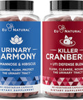 Eu Natural Urinary Tract Supplement Duo Urinary Harmony + Killer Cranberry UT Defense blends D-mannose & Hibiscus + Cranberry Pine Bark Propolis & Vitamin D Clinical Strength Ingredients 2 X 60 ct