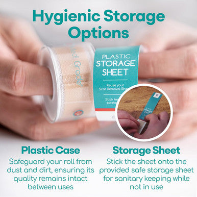 Medi Grade Silicone Scar Sheets, 80 Inches Long - Reusable Silicone Scar Tape For C-Section, Keloid, Burn, Acne And Surgical Scars - Silicone Scar Strips - Includes Hygienic Storage Case/Sheet