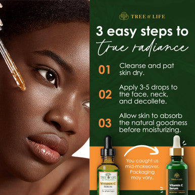 Tree of Life Vitamin C Serum for Face - Vit C Serum with Hyaluronic Acid and Vitamin E - Skin Brightening and Anti Aging Vitamin C Face Serum for Dry and Sensitive Skin, Dermatologist-Tested - 1 Fl Oz