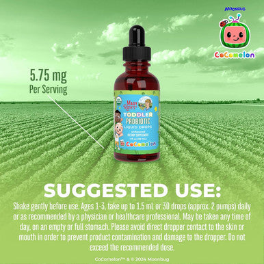 Maryruth Organics Cocomelon Toddler Probiotic Liquid Drops | Kids Probiotics for Ages 1-3 | Digestive Health | Immune Support Supplement | USDA Organic | Sugar | Vegan | Gluten | 1 Fl Oz