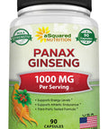 Korean Panax Ginseng (1000mg Max Strength) - 90 Capsules Root Extract Complex (Red & White), High Dosage Ginsenosides in Seeds, Asian Powder Supplement, Tablet Pills for Energy