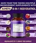 Aumeto Ultra Resveratrol 8 in 1 Formula - with Grape Seed Extract Milk Thistle Niacin (150 Count (Pack of 1))