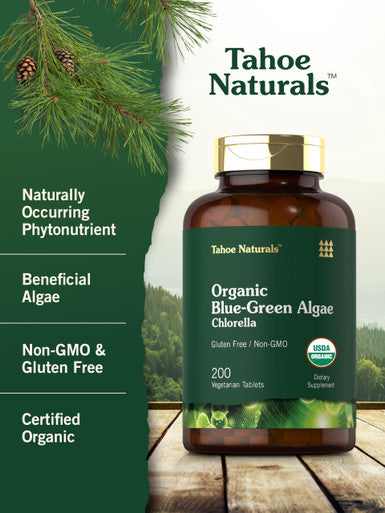 Carlyle Chlorella Blue Green Algae 500Mg | 200 Quick Release Capsules | Non-Gmo, Gluten Free | Tahoe Naturals
