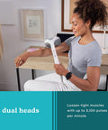 Homedics Back Massager - Heated Automatic Percussion Back, Body And Neck Massager With Duel Pivoting Heads, Interchangeable Nodes, For Shoulders, Legs And Feet, White