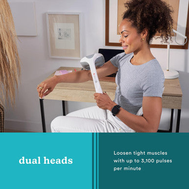 Homedics Back Massager - Heated Automatic Percussion Back, Body And Neck Massager With Duel Pivoting Heads, Interchangeable Nodes, For Shoulders, Legs And Feet, White