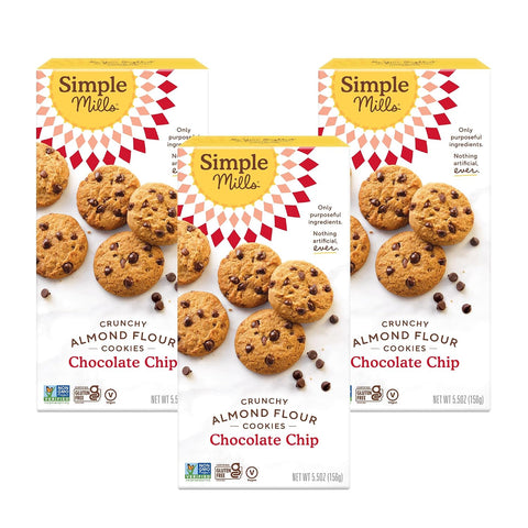 Simple Mills Almond Flour Chocolate Chip Cookies, Gluten Free and Delicious Crunchy Cookies, Organic Coconut Oil, Good for Snacks (Packaging May Vary)