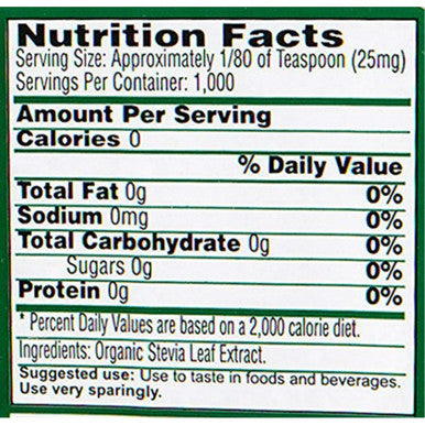 Sweetleaf Organic Stevia Leaf Extract - Organic Stevia Powder Zero Calories Zero Sugar Non-GMO Gluten- Keto Friendly Powdered Stevia Organic - 0.9 Oz