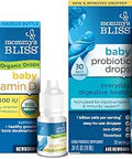 Mommys Bliss Organic Baby Vitamin D Drops 100 Servings (Pack of 1) with Baby Probiotic Drops Everyday 30 Servings (Pack of 1)