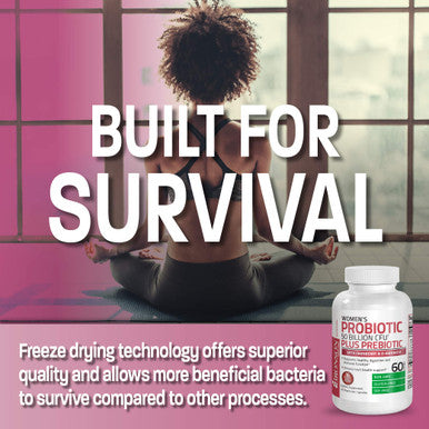 Bronson Women's Probiotic 50 Billion CFU + Prebiotic with Cranberry & D-Mannose Vaginal Health, Healthy Digestion, Immune Function and Urinary Tract Support, Non-GMO, 60 Vegetarian Capsules